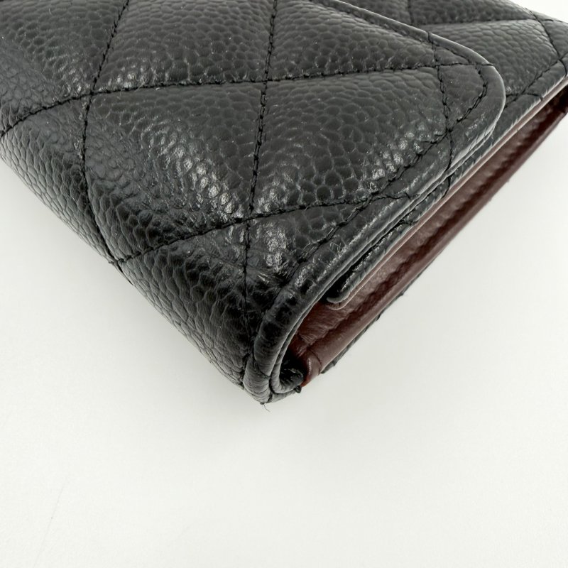 CHANEL - 黑色金釦荔枝皮三折中夾-9