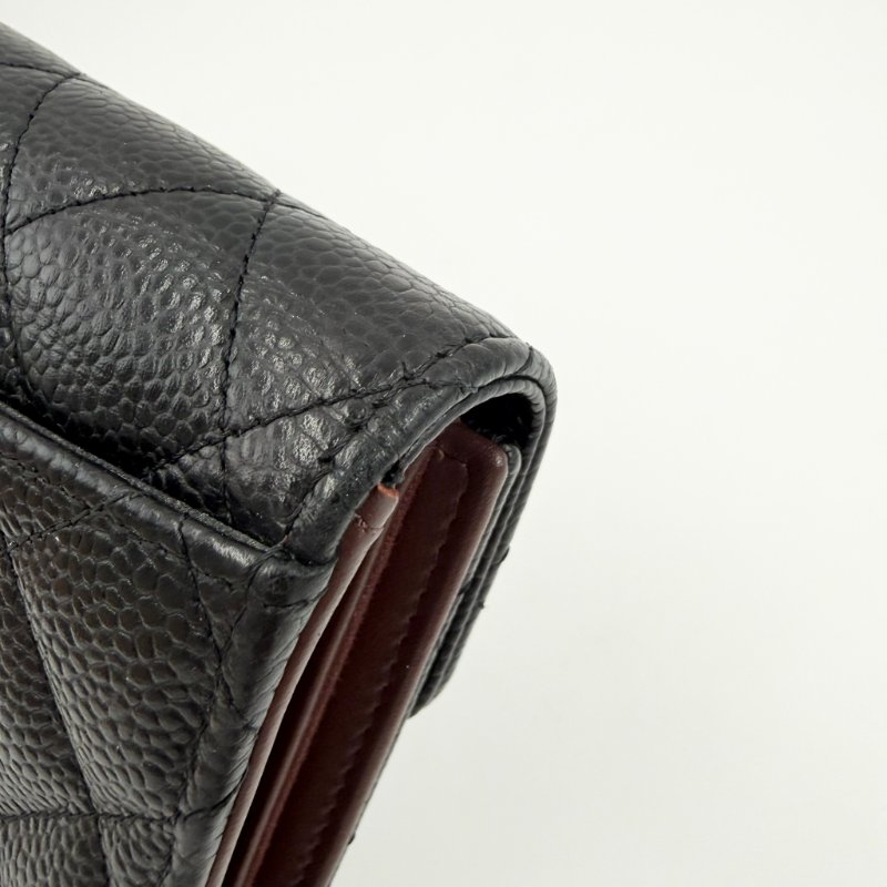 CHANEL - 黑色金釦荔枝皮三折中夾-10