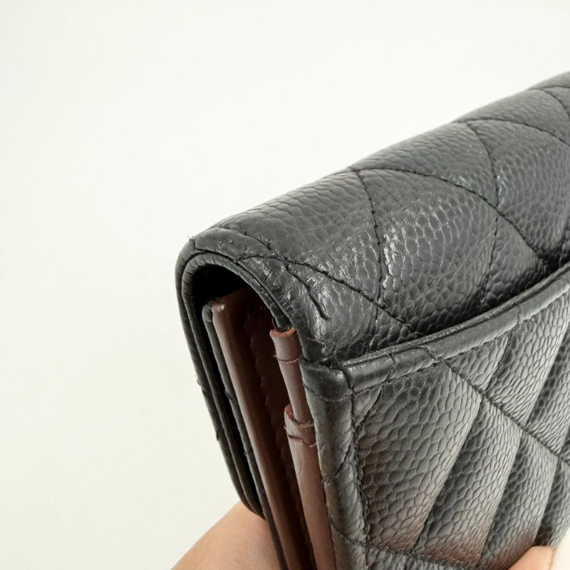 CHANEL - 黑色金釦荔枝皮三折中夾-11