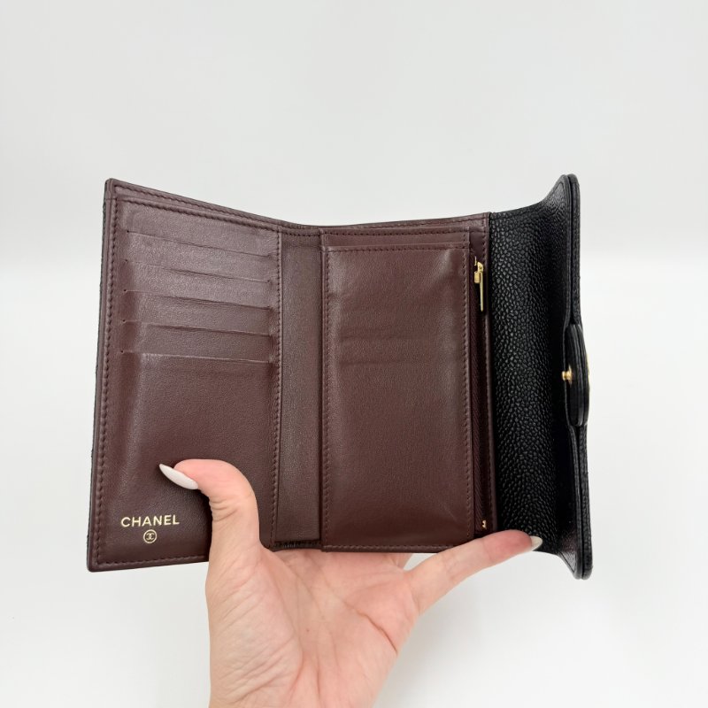 CHANEL - 黑色金釦荔枝皮三折中夾-13