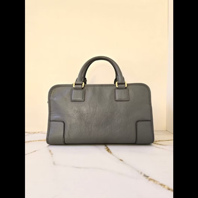 【LA LUNE】中古包 Loewe Amazona 28灰藍色波士頓包 手提包 二手包 古董包-2