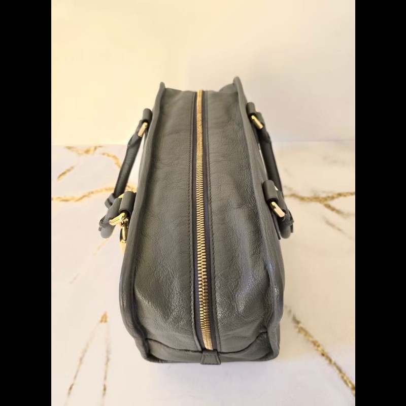 【LA LUNE】中古包 Loewe Amazona 28灰藍色波士頓包 手提包 二手包 古董包-5