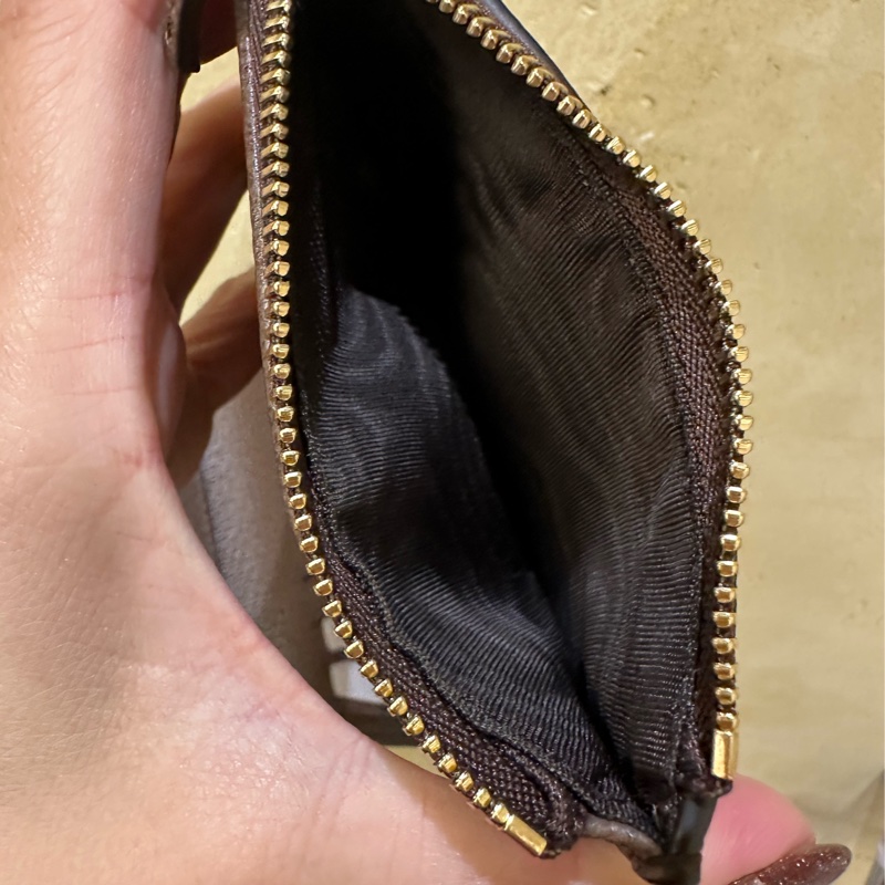 Gucci PVC咖牛皮金釦Ophidia三折6卡短夾-6