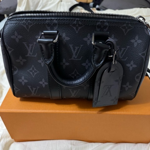 Louis Vuitton Keepall 25 黑灰老花帆布包