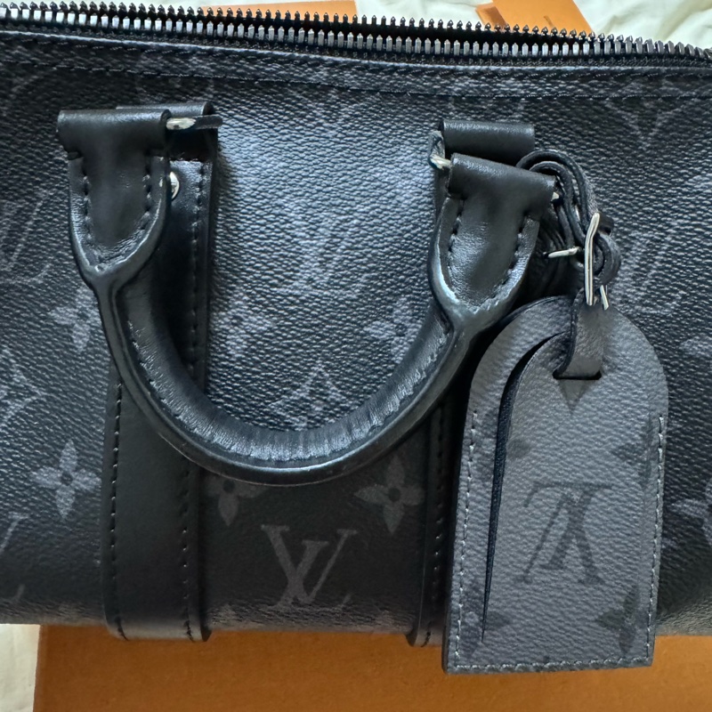 Louis Vuitton Keepall 25 黑灰老花帆布包-6