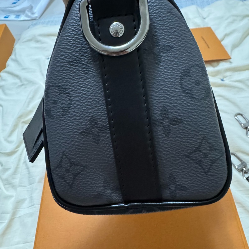 Louis Vuitton Keepall 25 黑灰老花帆布包-9