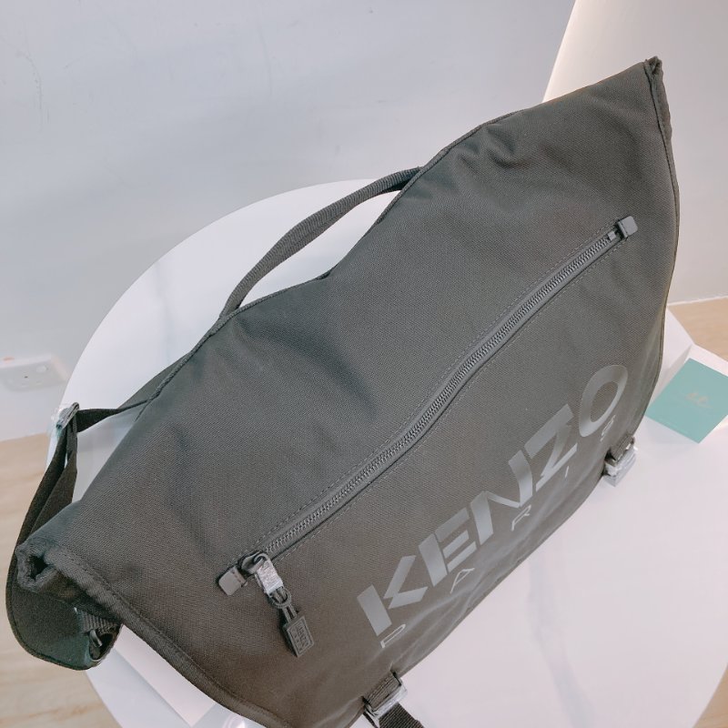 MS0627 Kenzo 凱卓 高田賢三 大號 郵差包 尼龍帆布 全黑 黑扣 48H Messenger Bag Large Nylon So Black x PHW-9