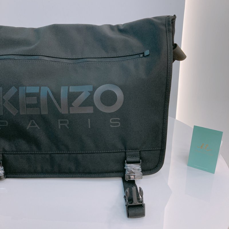 MS0627 Kenzo 凱卓 高田賢三 大號 郵差包 尼龍帆布 全黑 黑扣 48H Messenger Bag Large Nylon So Black x PHW-12