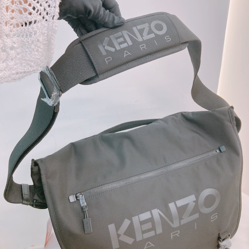 MS0627 Kenzo 凱卓 高田賢三 大號 郵差包 尼龍帆布 全黑 黑扣 48H Messenger Bag Large Nylon So Black x PHW-13