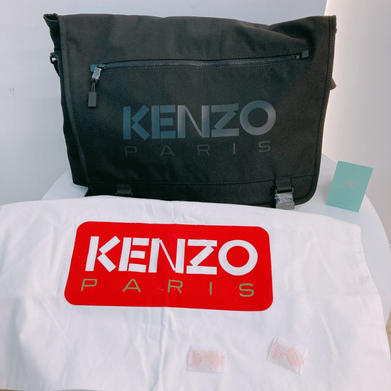 MS0627 Kenzo 凱卓 高田賢三 大號 郵差包 尼龍帆布 全黑 黑扣 48H Messenger Bag Large Nylon So Black x PHW-20