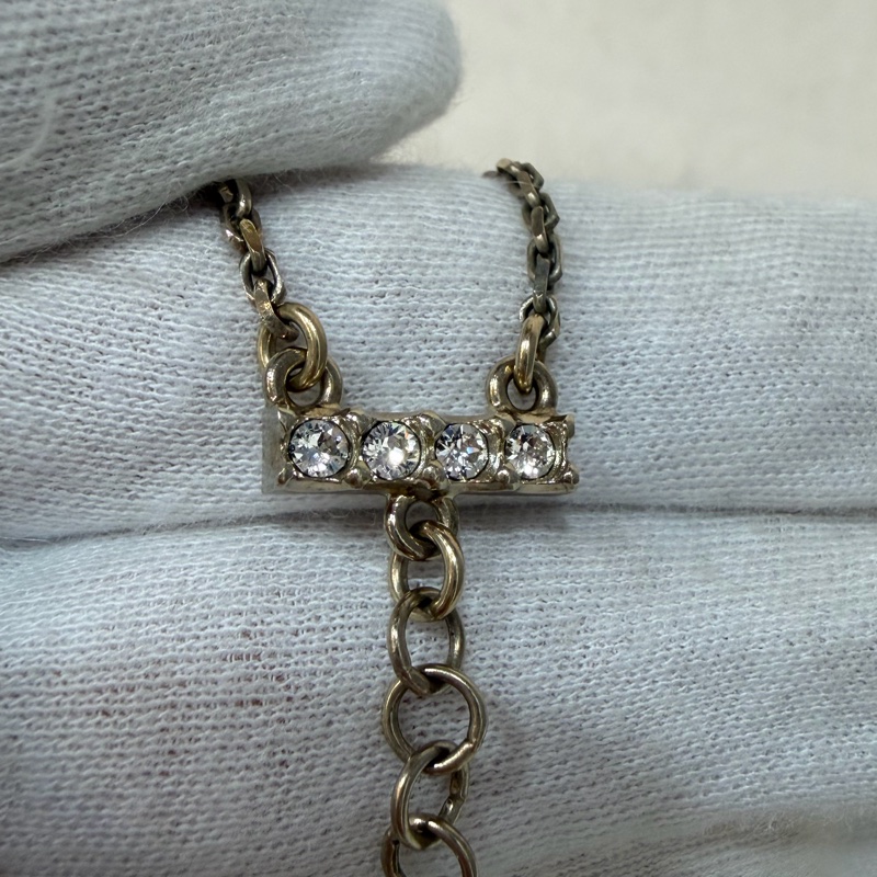 CHANEL AB8049 logo 金色金鍊水鑽字牌字母名字 項鍊 鎖骨鍊 頸鍊-9