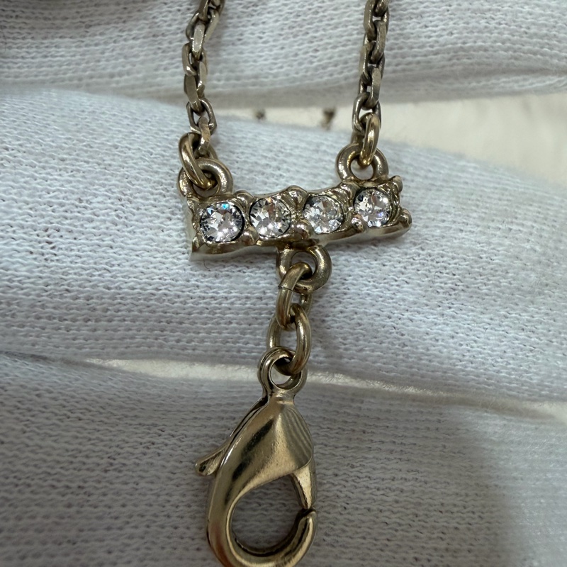 CHANEL AB8049 logo 金色金鍊水鑽字牌字母名字 項鍊 鎖骨鍊 頸鍊-14