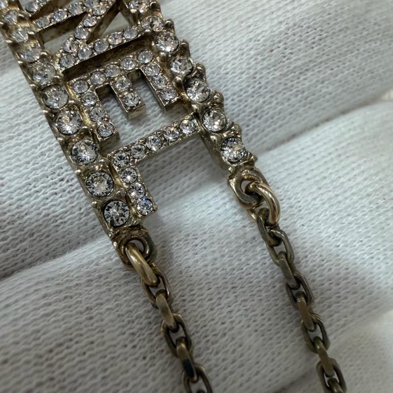 CHANEL AB8049 logo 金色金鍊水鑽字牌字母名字 項鍊 鎖骨鍊 頸鍊-17