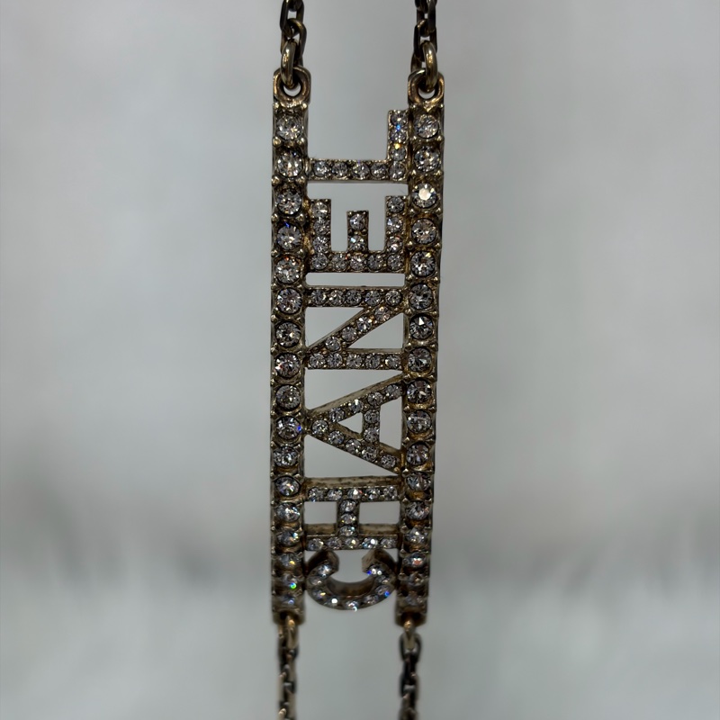 CHANEL AB8049 logo 金色金鍊水鑽字牌字母名字 項鍊 鎖骨鍊 頸鍊-23