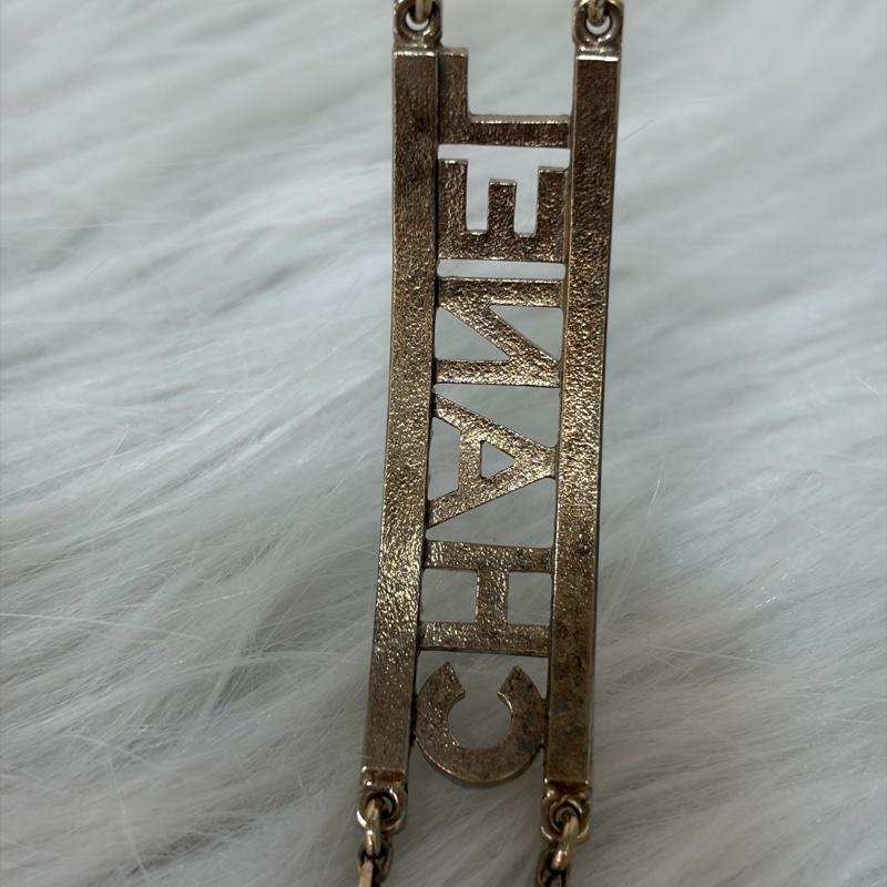 CHANEL AB8049 logo 金色金鍊水鑽字牌字母名字 項鍊 鎖骨鍊 頸鍊-24