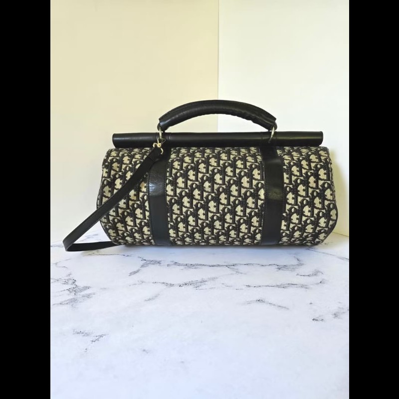 LA LUNE-絕版中古包 Dior黑色老花波士頓包 斜背包 側背包 單肩包 二手-1