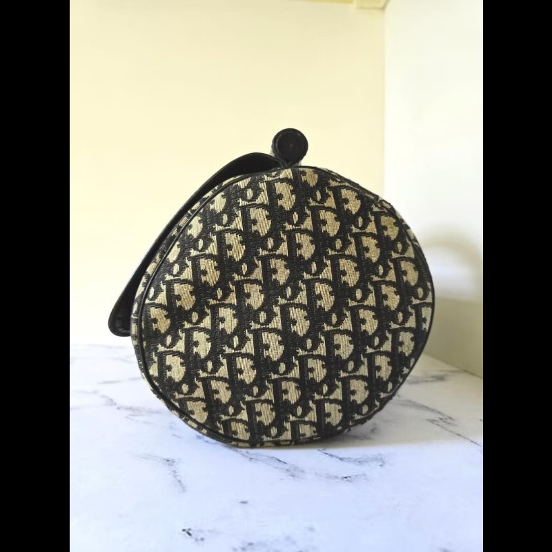 LA LUNE-絕版中古包 Dior黑色老花波士頓包 斜背包 側背包 單肩包 二手-3