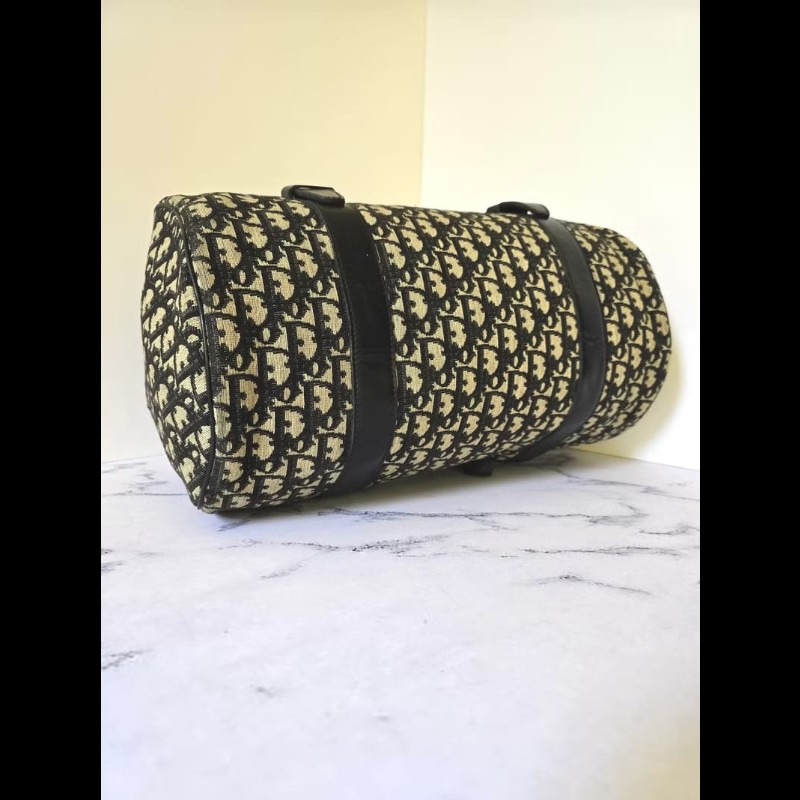 LA LUNE-絕版中古包 Dior黑色老花波士頓包 斜背包 側背包 單肩包 二手-4