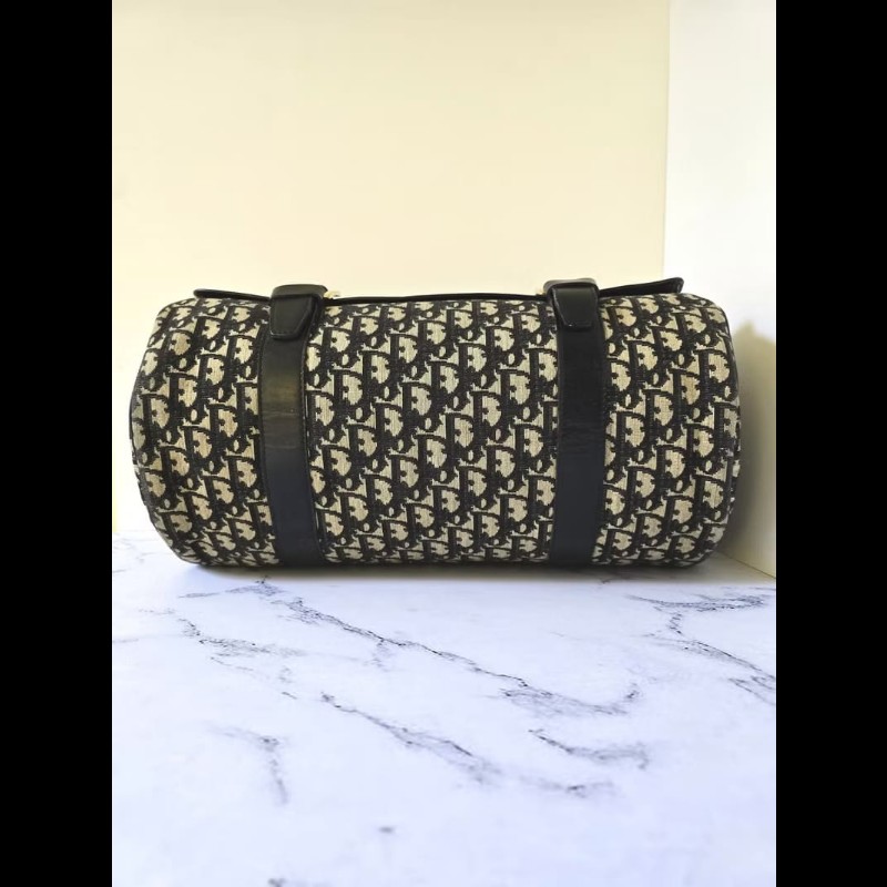 LA LUNE-絕版中古包 Dior黑色老花波士頓包 斜背包 側背包 單肩包 二手-6