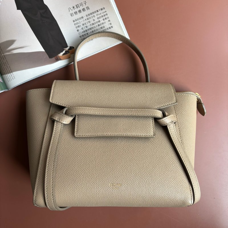 停產絕版::CELINE:: Nano Belt Bag 兩用手提斜背鯰魚包(淺灰褐色)-0
