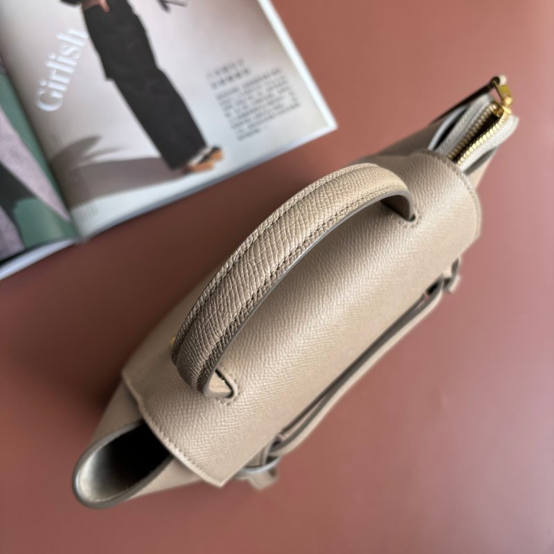 停產絕版::CELINE:: Nano Belt Bag 兩用手提斜背鯰魚包(淺灰褐色)-1