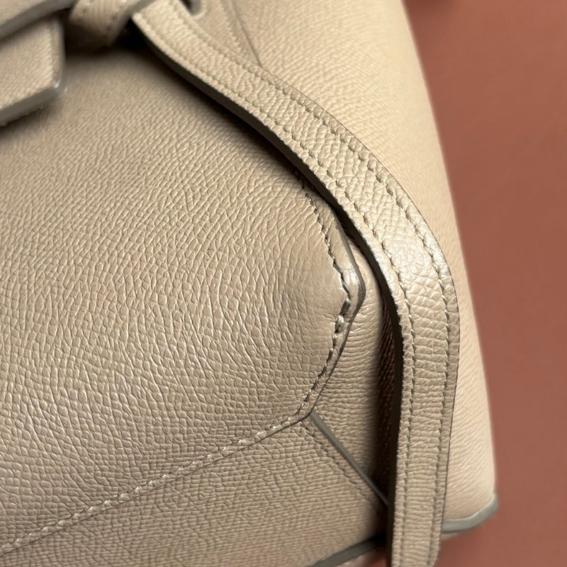 停產絕版::CELINE:: Nano Belt Bag 兩用手提斜背鯰魚包(淺灰褐色)-6