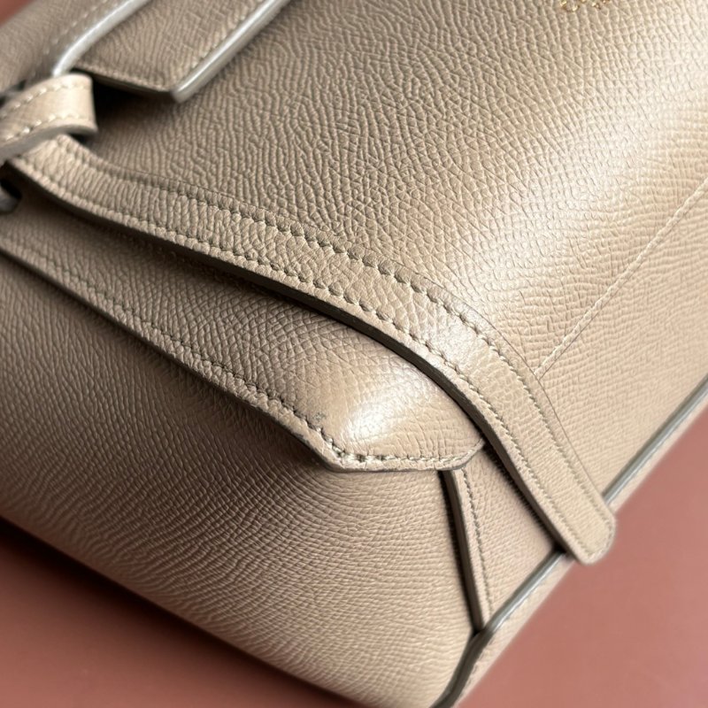 停產絕版::CELINE:: Nano Belt Bag 兩用手提斜背鯰魚包(淺灰褐色)-7