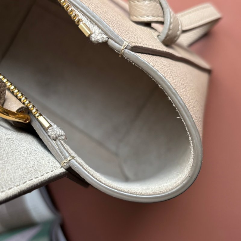 停產絕版::CELINE:: Nano Belt Bag 兩用手提斜背鯰魚包(淺灰褐色)-10