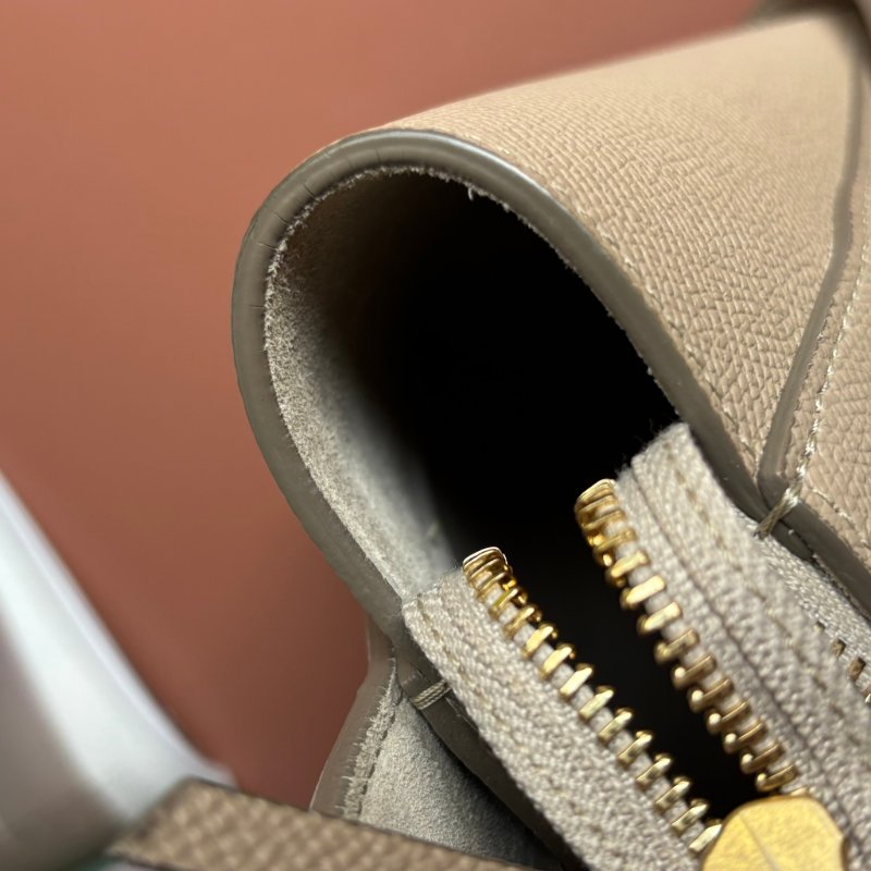 停產絕版::CELINE:: Nano Belt Bag 兩用手提斜背鯰魚包(淺灰褐色)-11