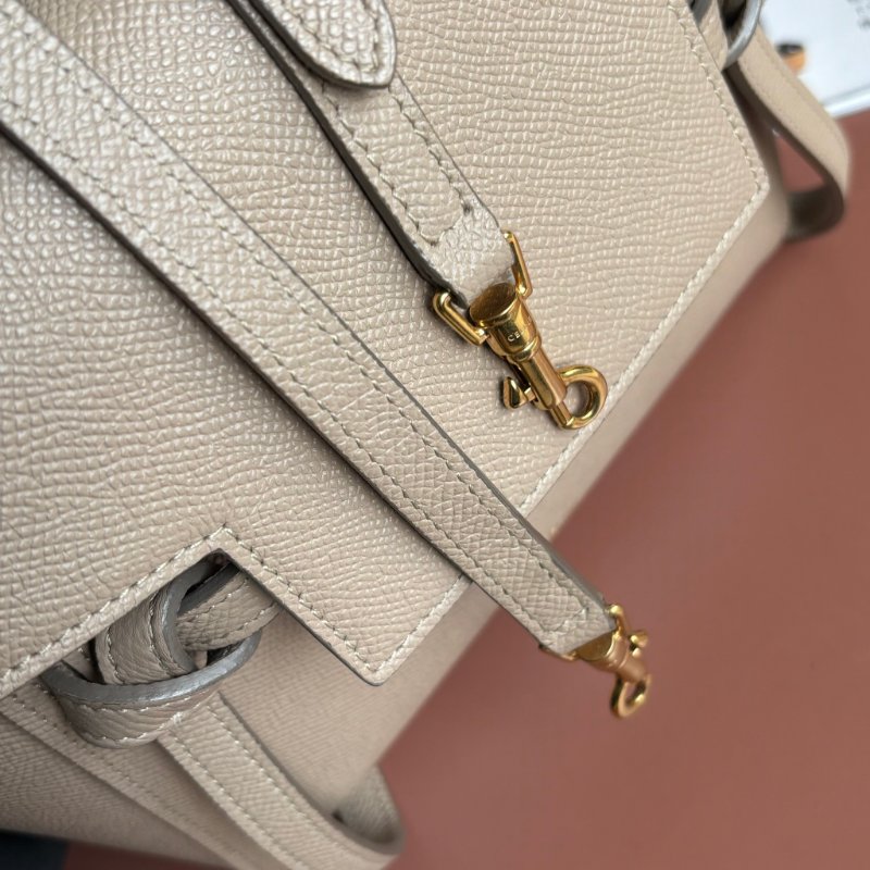 停產絕版::CELINE:: Nano Belt Bag 兩用手提斜背鯰魚包(淺灰褐色)-15