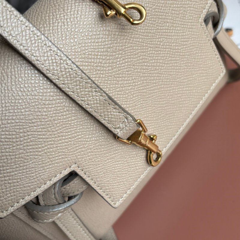 停產絕版::CELINE:: Nano Belt Bag 兩用手提斜背鯰魚包(淺灰褐色)-16