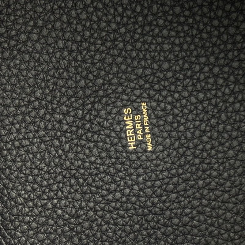 ::HERMES::U刻 PICOTIN 18海軍藍 深藍色 牛皮金釦手提包 菜籃子-14