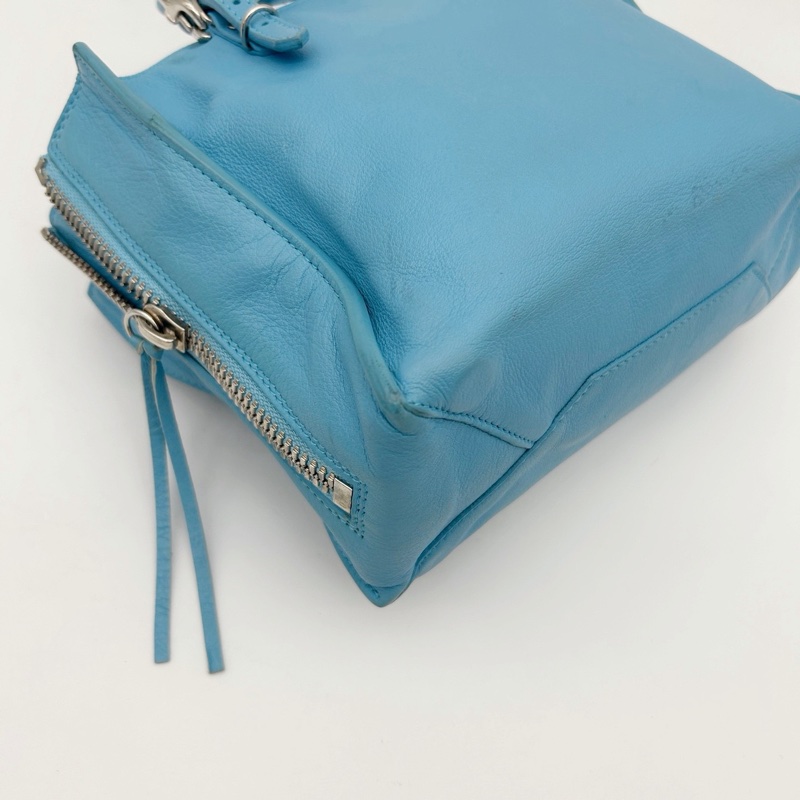 「JL精品代購」巴黎世家Balenciaga湖藍色小號paperbag 2way包-10