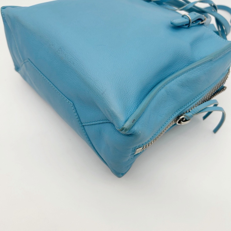 「JL精品代購」巴黎世家Balenciaga湖藍色小號paperbag 2way包-11