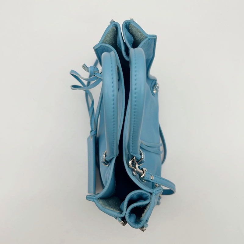 「JL精品代購」巴黎世家Balenciaga湖藍色小號paperbag 2way包-14