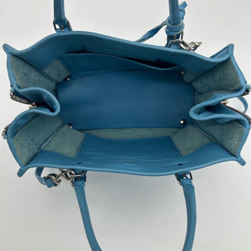 「JL精品代購」巴黎世家Balenciaga湖藍色小號paperbag 2way包-15