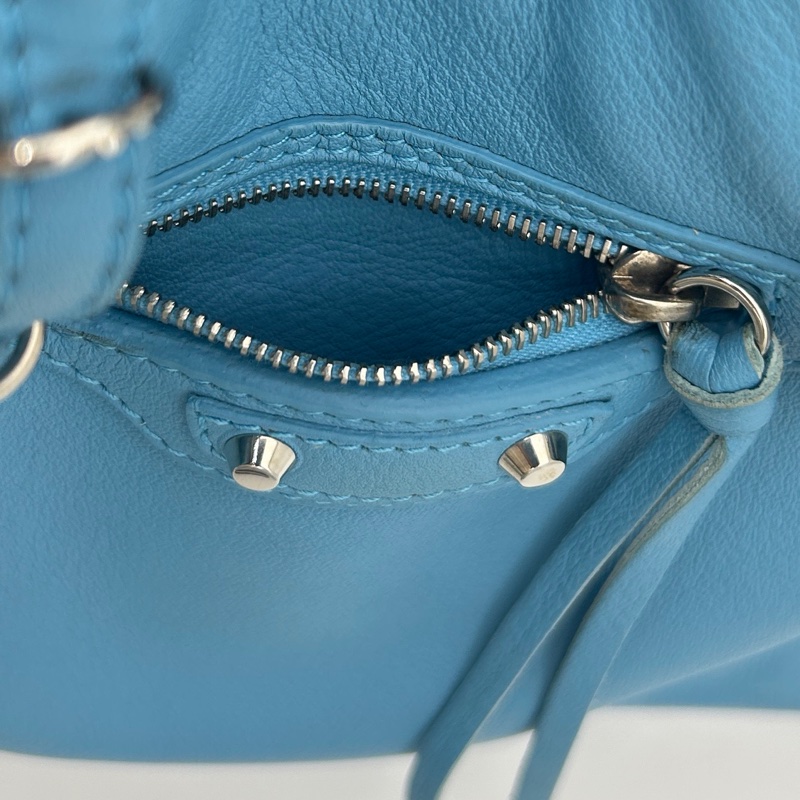 「JL精品代購」巴黎世家Balenciaga湖藍色小號paperbag 2way包-18
