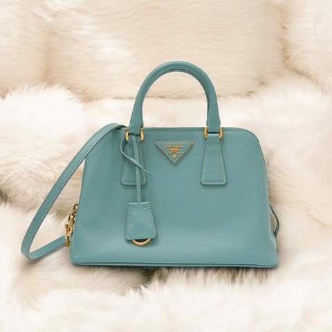 莉亞精品♡ Prada 湖水藍貝殼包 手提包 #二手