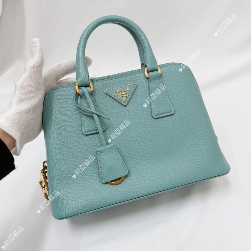 莉亞精品♡ Prada 湖水藍貝殼包 手提包 #二手-1