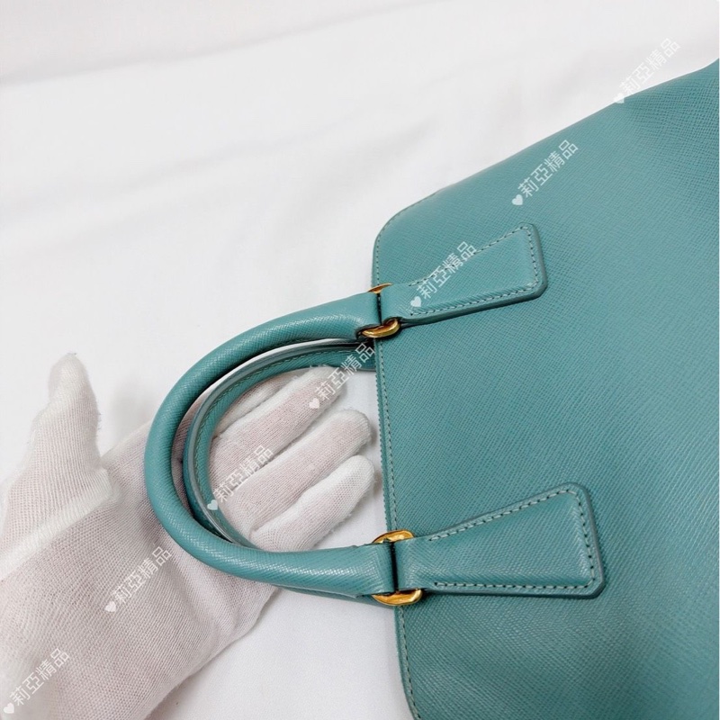 莉亞精品♡ Prada 湖水藍貝殼包 手提包 #二手-2