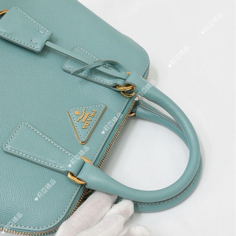 莉亞精品♡ Prada 湖水藍貝殼包 手提包 #二手-3