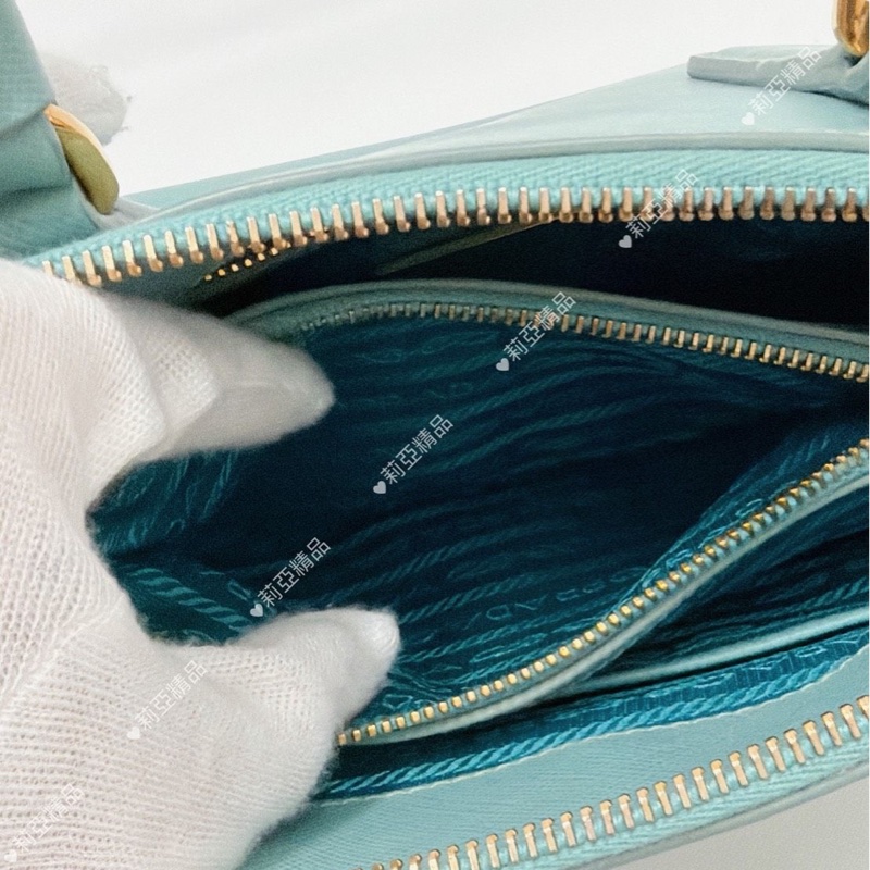 莉亞精品♡ Prada 湖水藍貝殼包 手提包 #二手-6