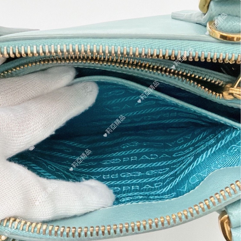 莉亞精品♡ Prada 湖水藍貝殼包 手提包 #二手-7