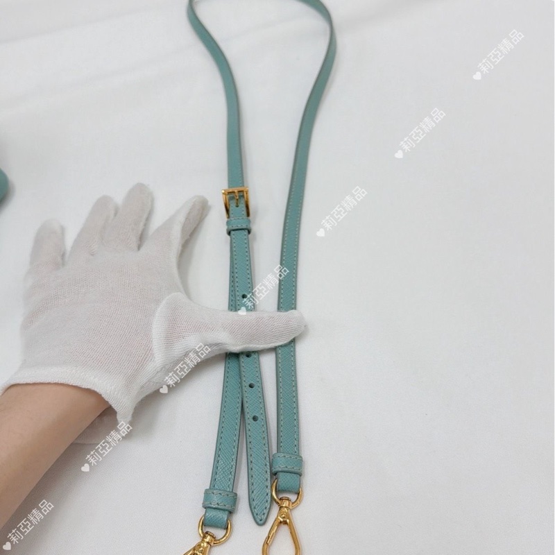 莉亞精品♡ Prada 湖水藍貝殼包 手提包 #二手-9