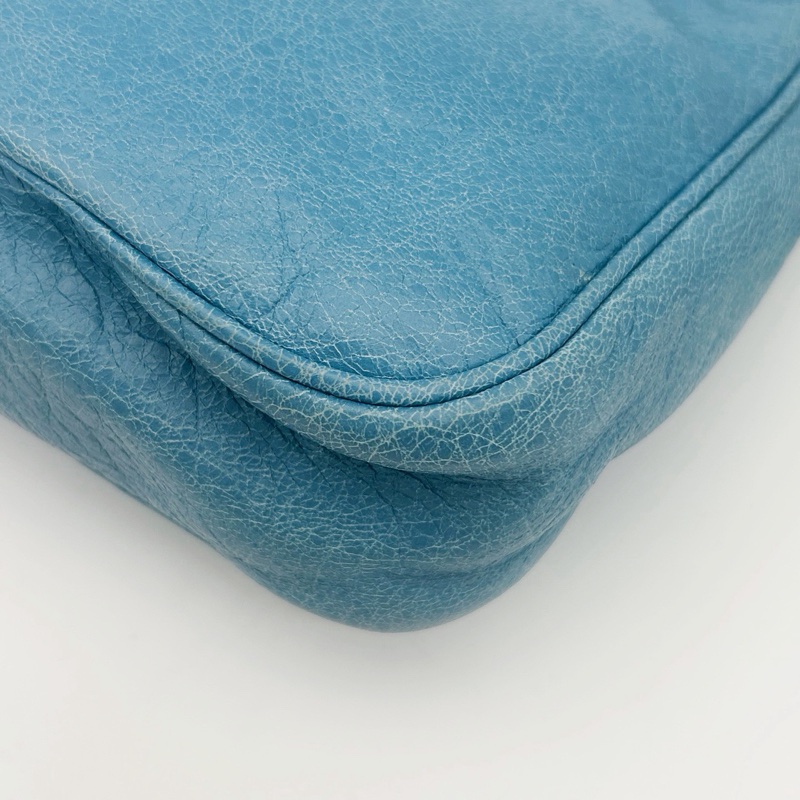 「JL精品代購」巴黎世家Balenciaga油蠟皮霧霾藍銀扣mini斜挎機車包-10