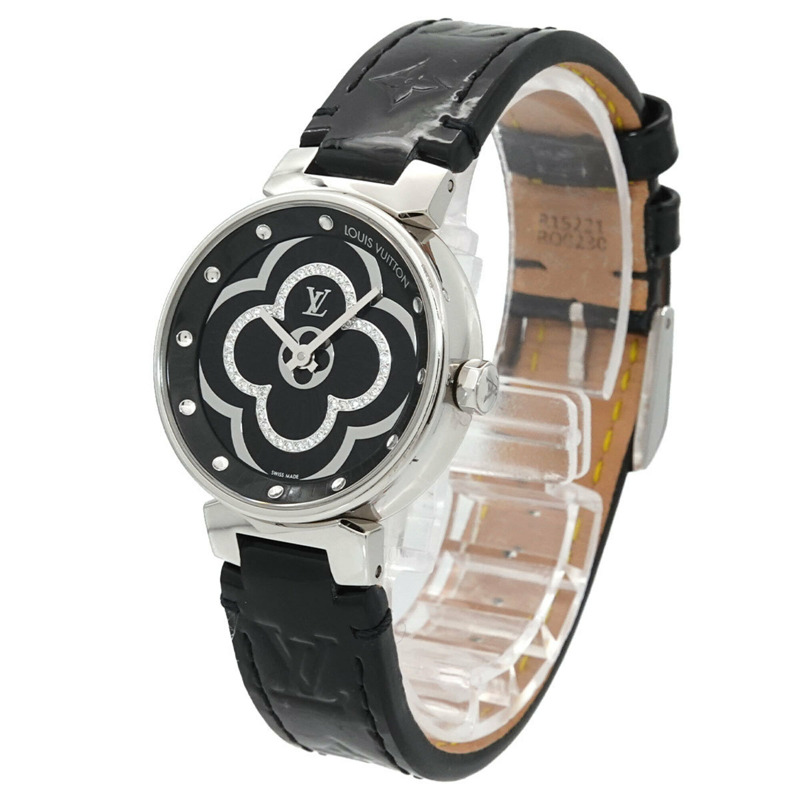 路易威登 Tambour Moon Divine PM QA018 女士腕錶,鑲鑽黑色石英錶-2