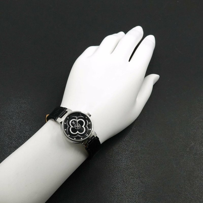 路易威登 Tambour Moon Divine PM QA018 女士腕錶,鑲鑽黑色石英錶-3