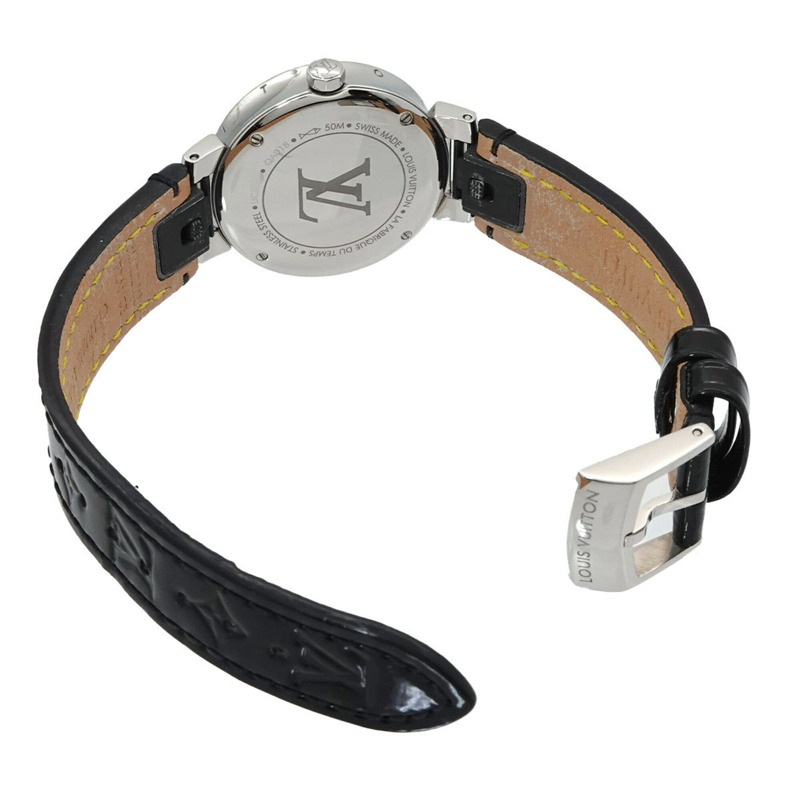 路易威登 Tambour Moon Divine PM QA018 女士腕錶,鑲鑽黑色石英錶-4