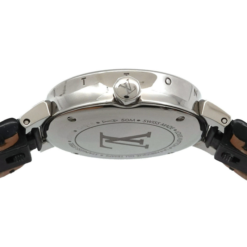 路易威登 Tambour Moon Divine PM QA018 女士腕錶,鑲鑽黑色石英錶-5