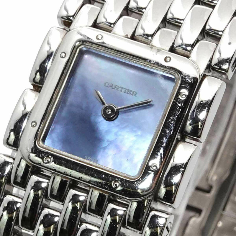 卡地亞 Panthère Ruban W61002T9 女士腕錶 藍色錶殼 石英錶-6